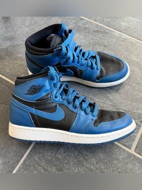 Jordan Youth Black and Blue High-Top Sneakers